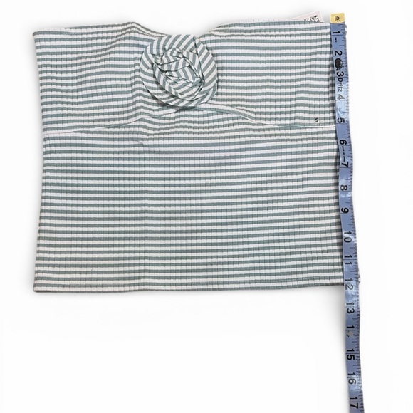 NWT American Eagle Blue Striped Rosette Strapless Summer Ribbed Tube Top | S - Picture 8 of 12